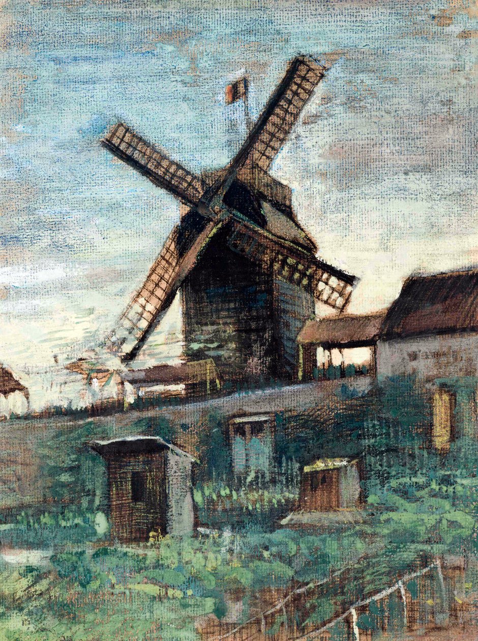 Le Moulin de Blute fin (en av Moulin de la Galettes två kvarnar) av Gogh, Vincent, van (1853-1890) av Vincent van Gogh