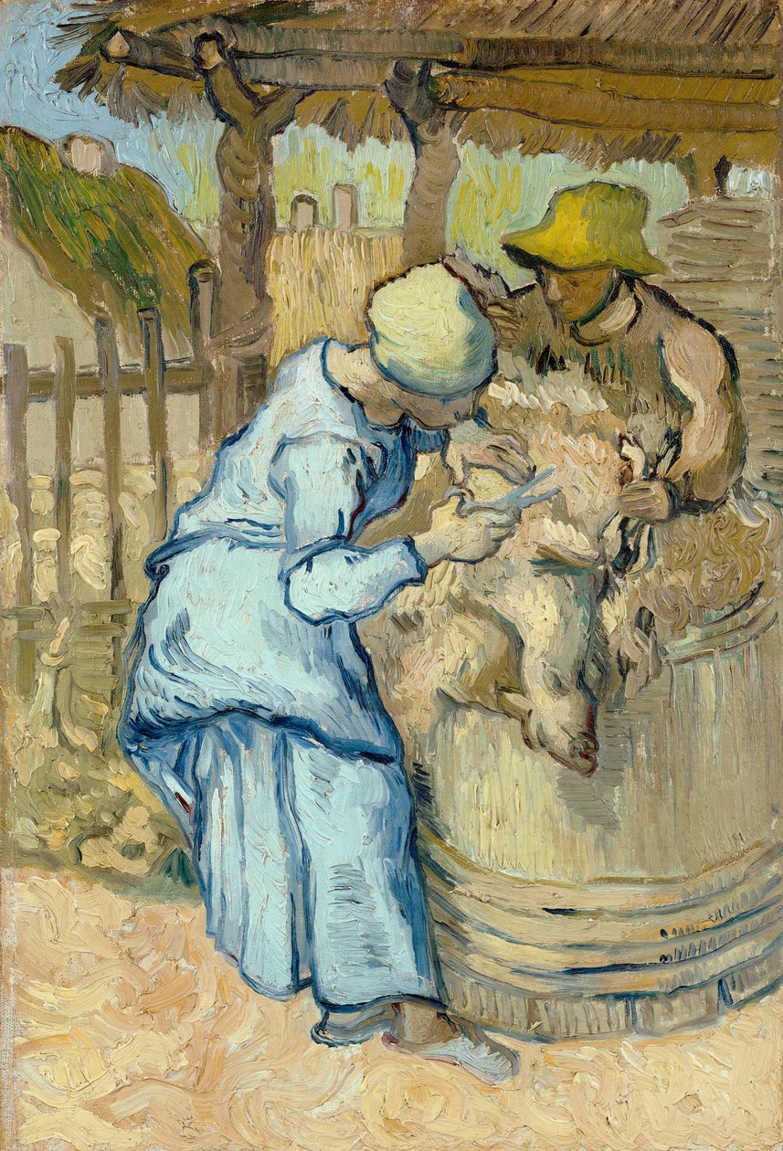 The Sheep Shearers - Målning av Vincent van Gogh (1853-1890), efter Jean Francois Millet (1814-1875), olja på duk av Vincent van Gogh