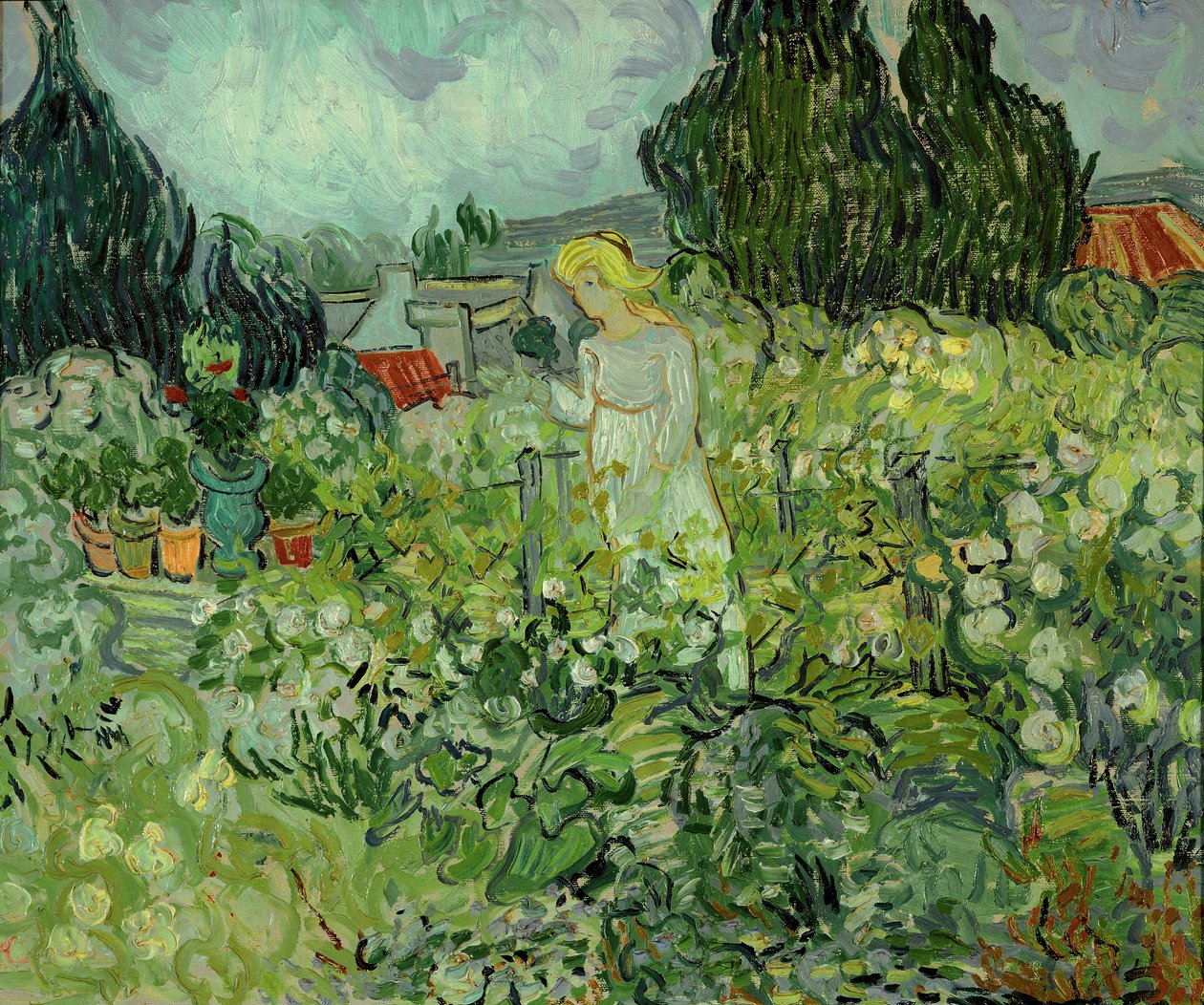 Mlle Gachet i sin trädgård i Auvers-sur-Oise ... (olja på duk) av Vincent van Gogh