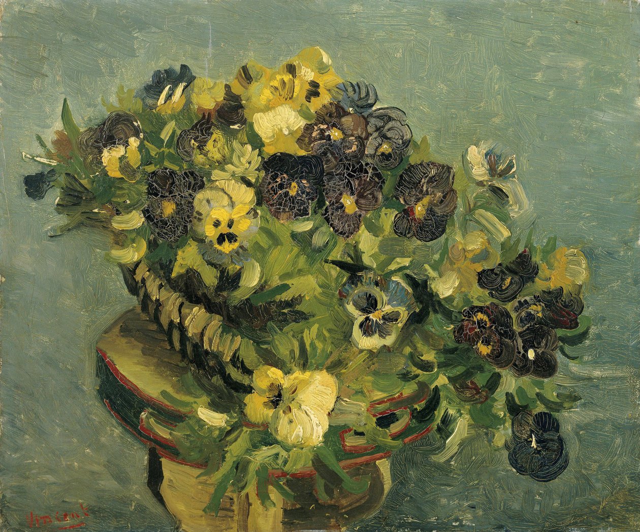 ""Basket of pansies"" (Basket of pansies) Målning av Vincent van Gogh (1853-1890) 1886 Dim 46x55,5 cm cm Van Gogh Museum, Amsterdam av Vincent van Gogh
