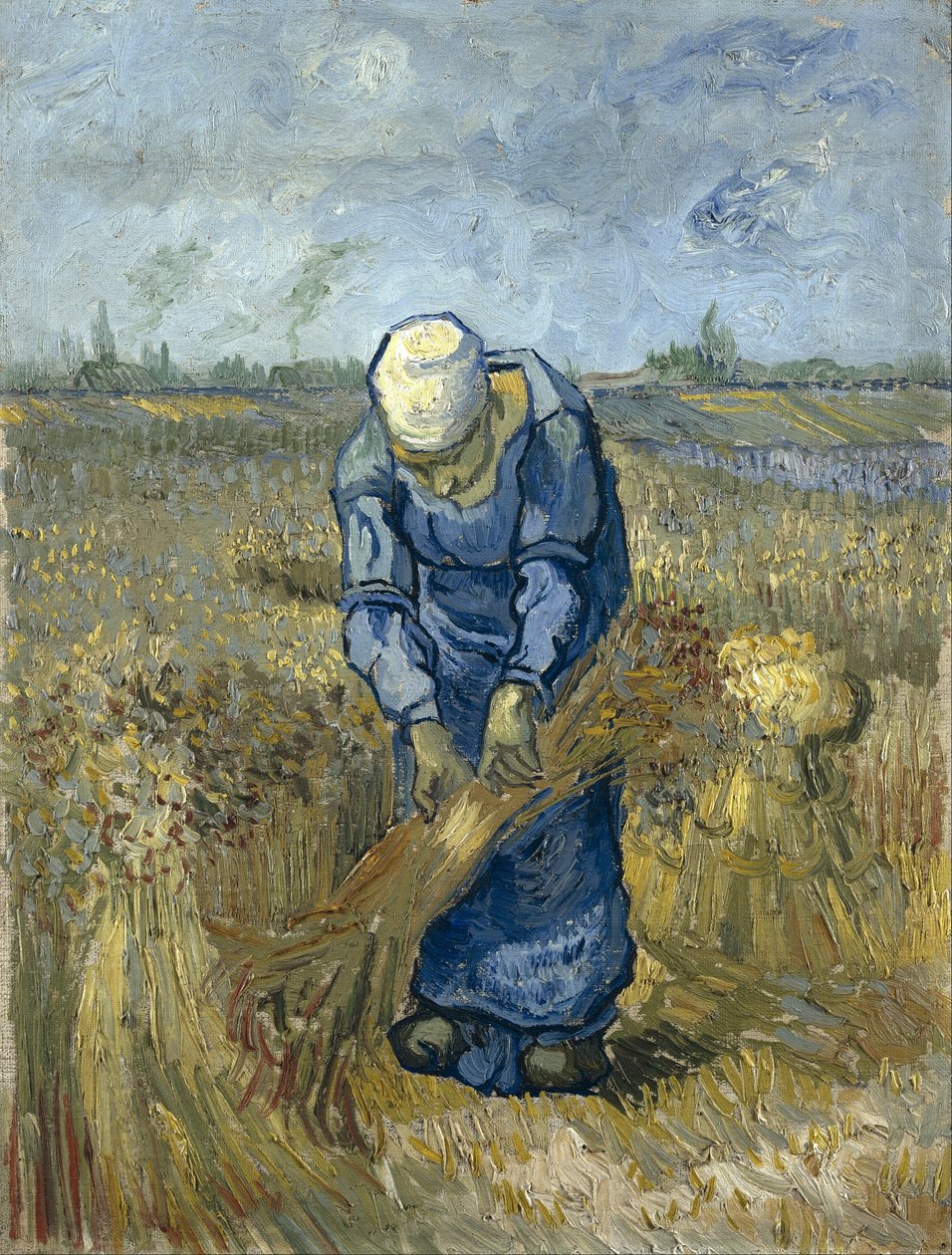 Bondkvinna som binder skördebuntar (efter Millet) av Vincent van Gogh