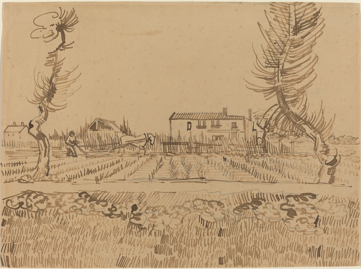 Ploughman in the Fields near Arles, 1888. av Vincent van Gogh