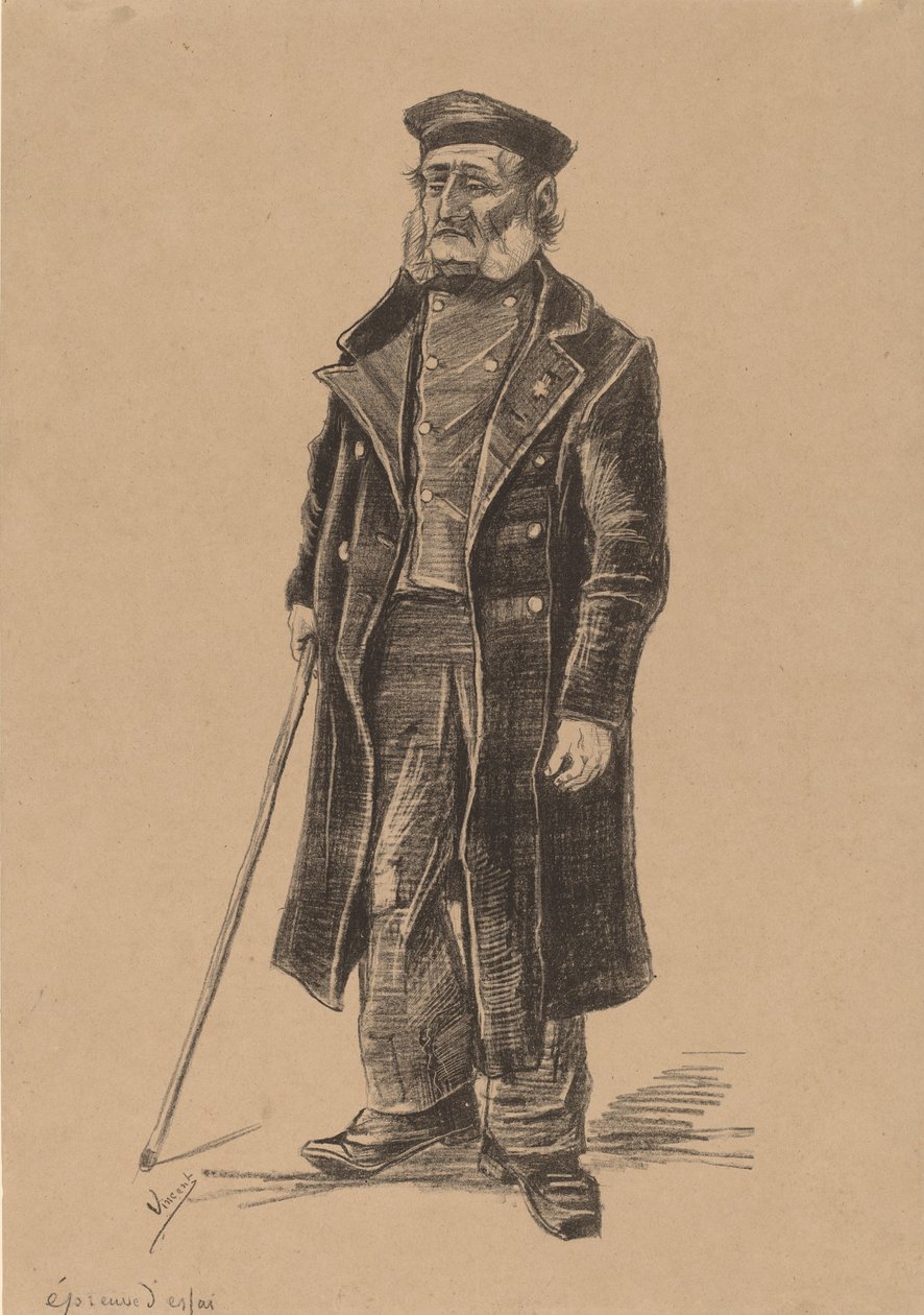 Fattigboende, Stående, 1882. av Vincent van Gogh