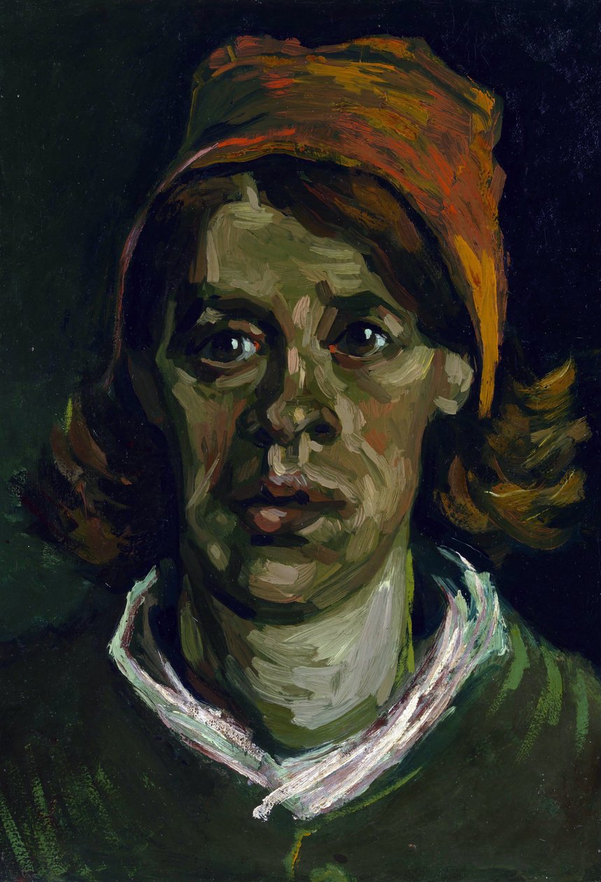 ""Porträtt av en bondkvinna med röd luva"" (Head of a bondekvinna med röd luva) Målning av Vincent Van Gogh (1853-1890) av Vincent van Gogh