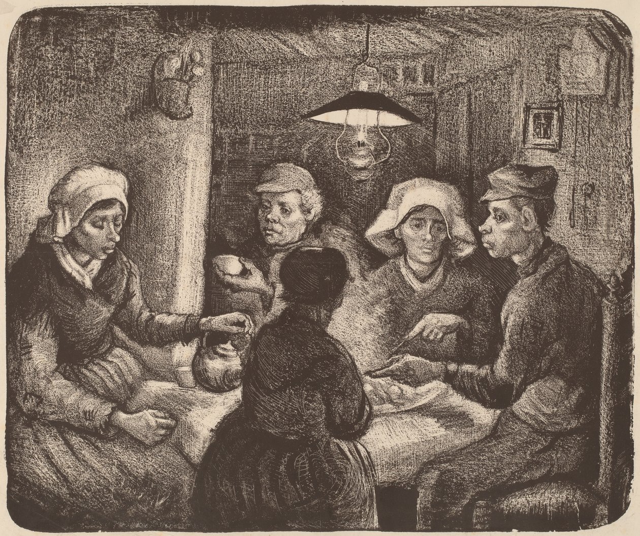 Potatisätare, 1885 (litografi i mörkbrunt) av Vincent van Gogh