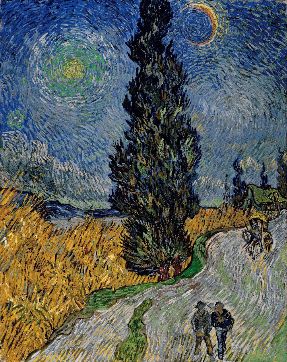 Väg med cypresser och stjärna av Vincent van Gogh