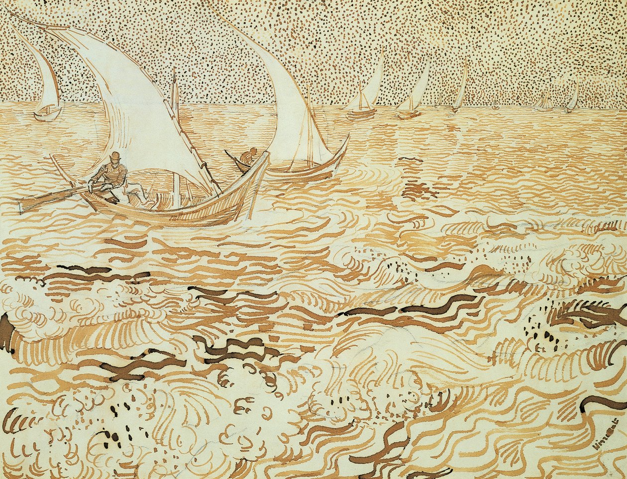 Havslandskap i Saintes-Maries-de-la-Mer av Vincent van Gogh