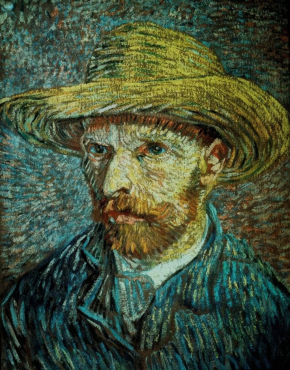 Självporträtt med stråhatt av Vincent van Gogh