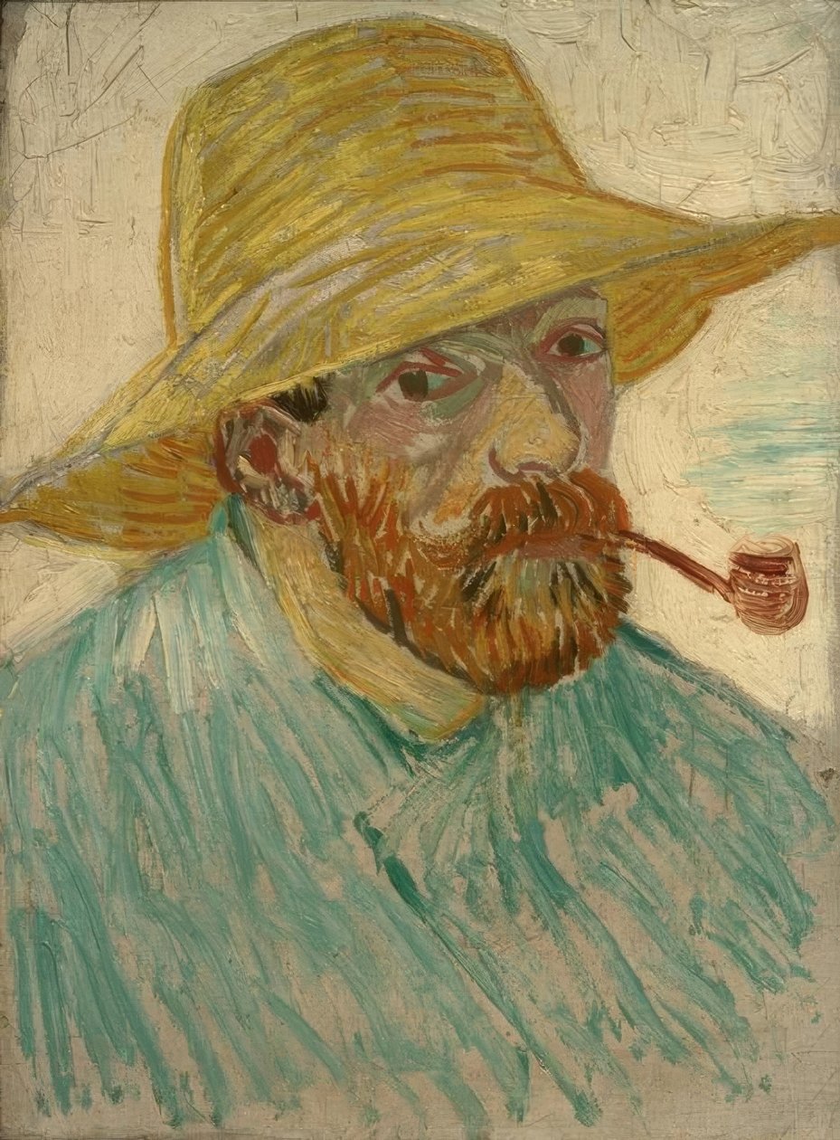Självporträtt med stråhatt av Vincent van Gogh
