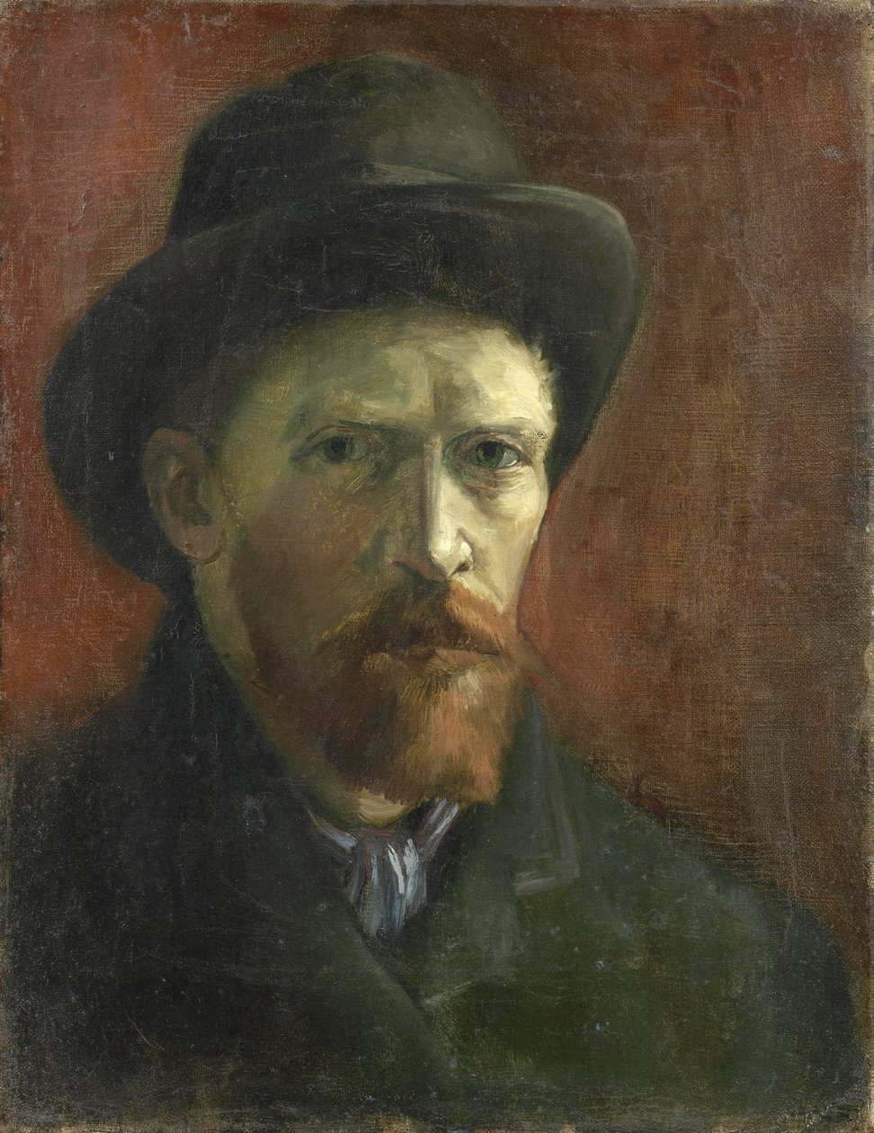 Självporträtt med filthatt av Gogh, Vincent, skåpbil (1853-1890). Olja på duk, storlek: 41,5x32,5 av Vincent van Gogh