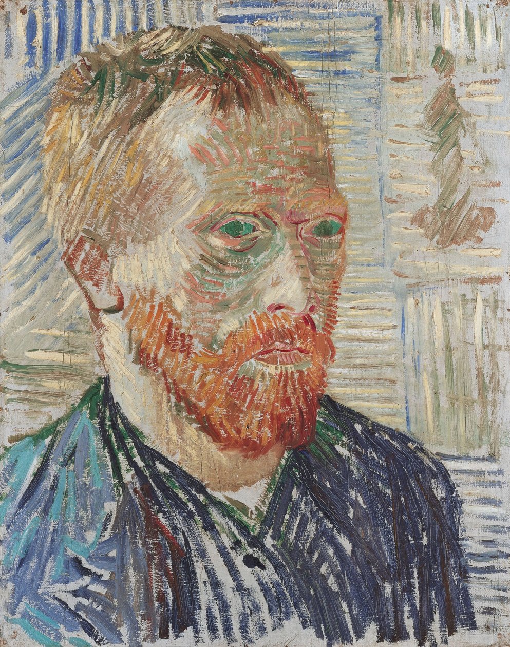 Självporträtt med japanskt tryck av Vincent van Gogh
