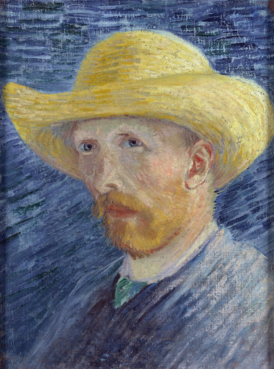 Självporträtt med stråhatt av Gogh, Vincent, skåpbil (1853-1890). Olja på duk, storlek: 41,8x31,5 av Vincent van Gogh