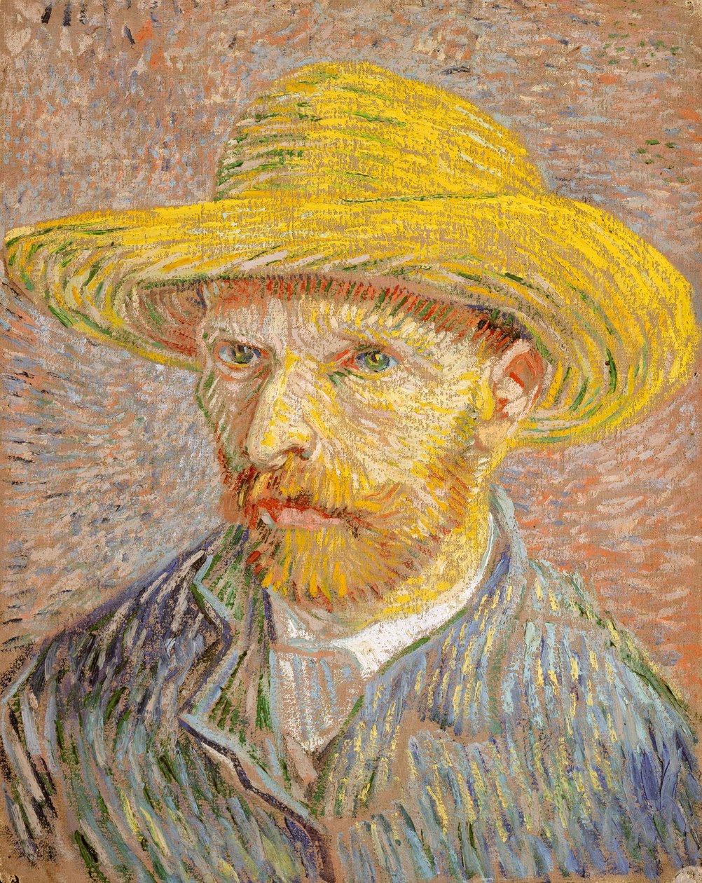 Självporträtt med stråhatt av Vincent van Gogh