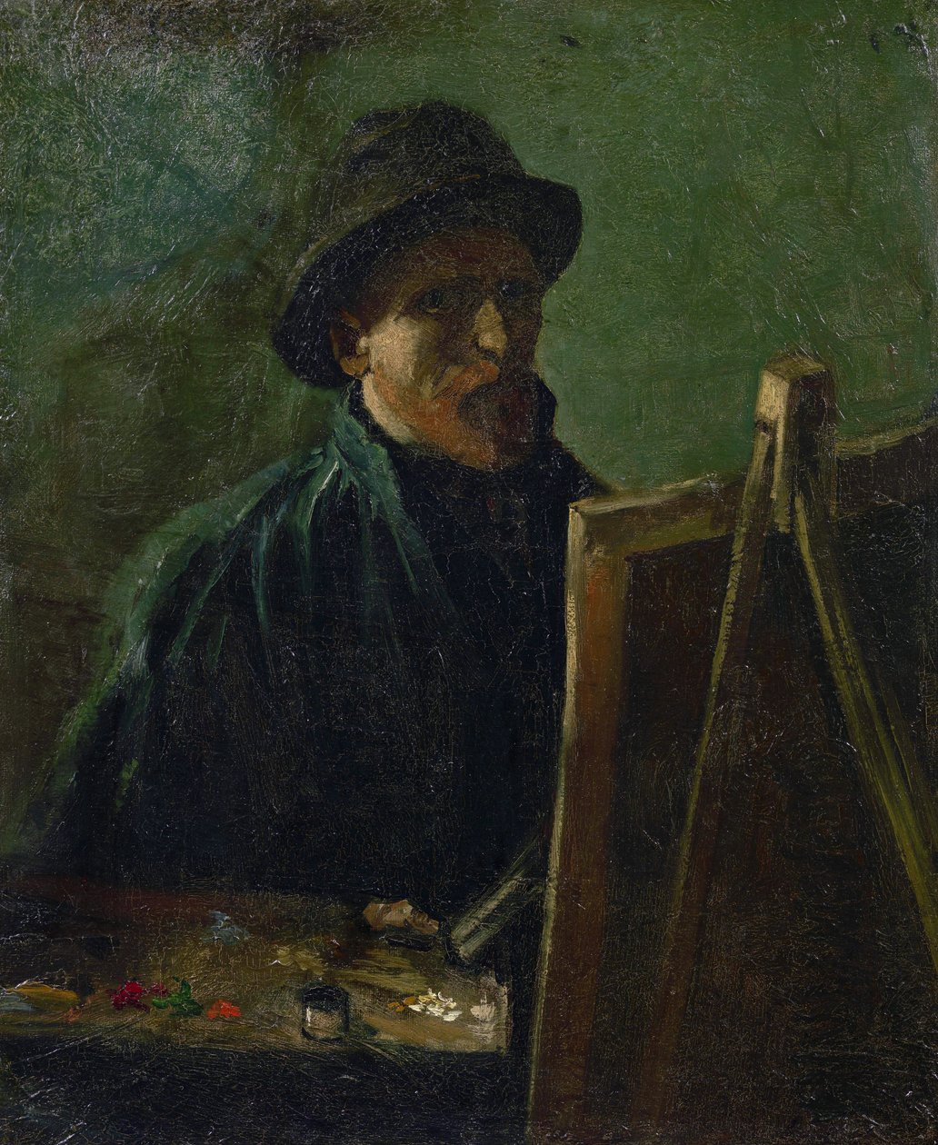 Självporträtt vid staffliet par Gogh, Vincent, van (1853-1890). Olja på duk, storlek: 46,5x38,5 av Vincent van Gogh