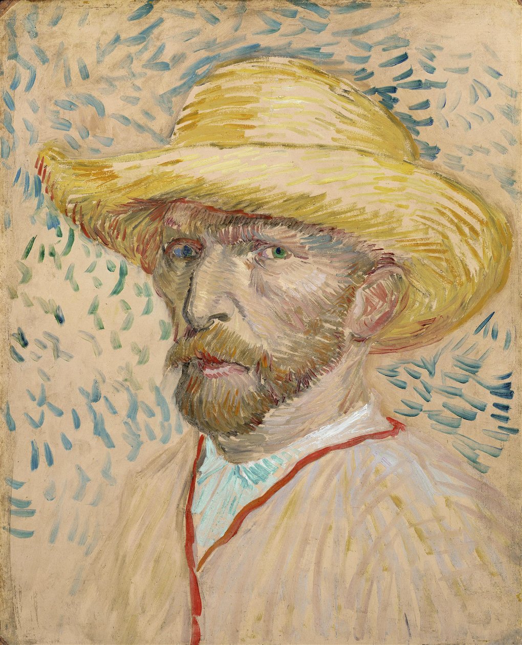 Självporträtt med stråhatt av Vincent van Gogh