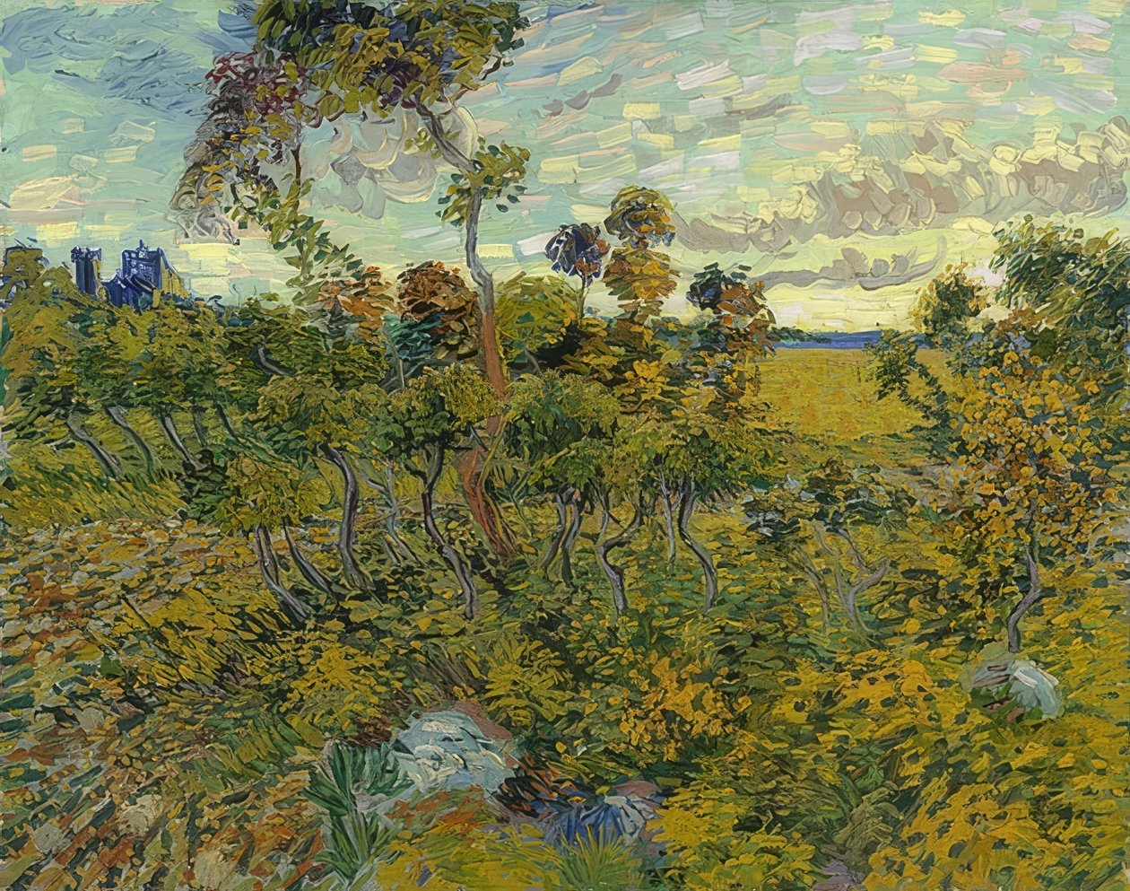 Solnedgång vid Montmajour. 1888 av Vincent van Gogh