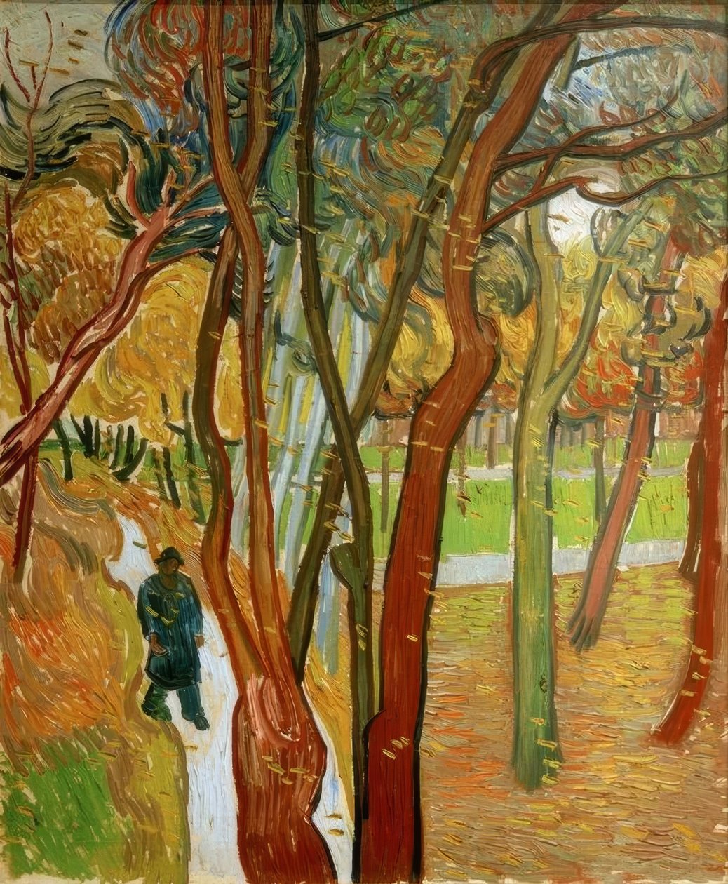 Vandrare i parken med fallande löv av Vincent van Gogh