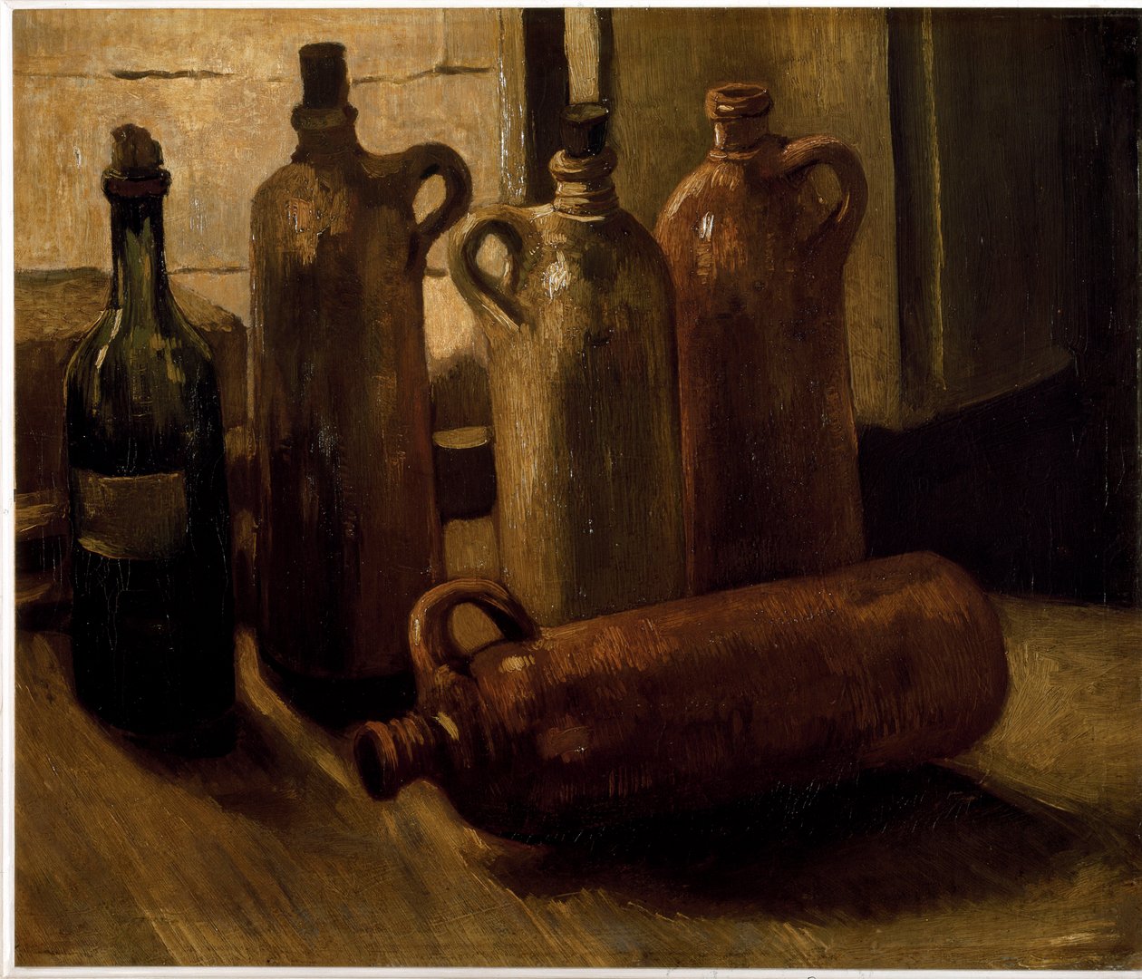 Fortfarande liv. Flaskor.(Olja på duk av Vincent van Gogh