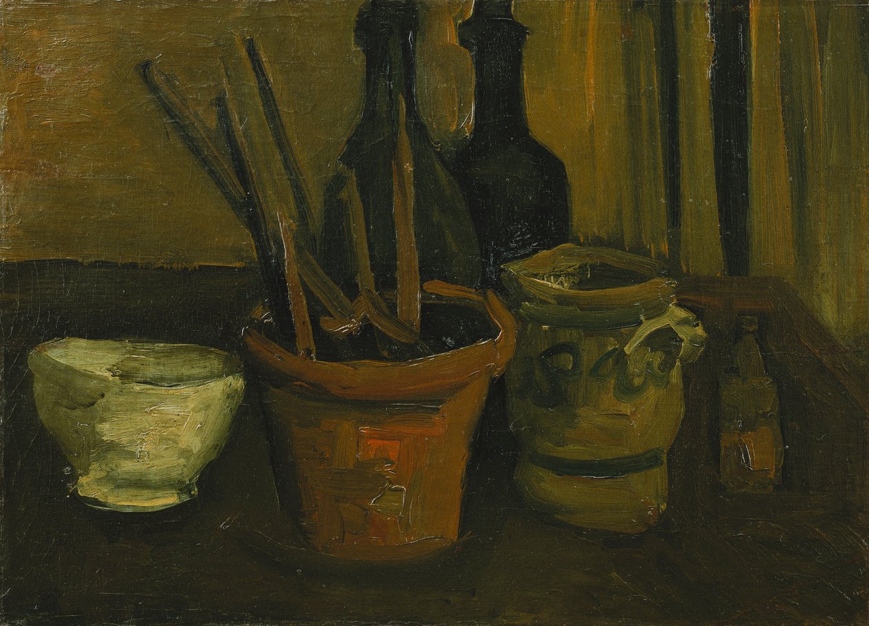 Stilleben med penslar i en blomkruka; Stilleben med penslar i en blomkruka, 1884 av Vincent van Gogh