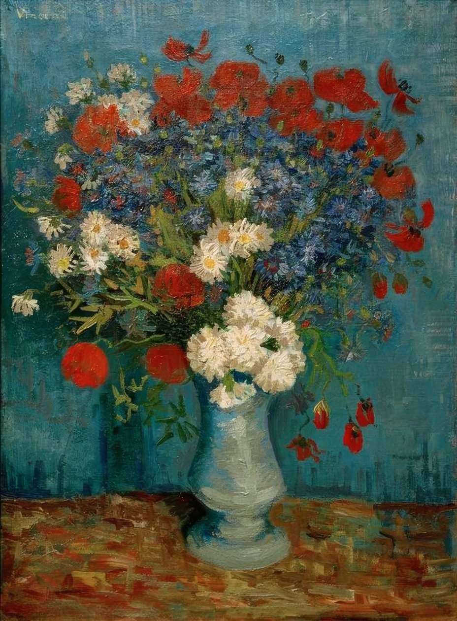 Stilleben: vas med blåklint och vallmo av Vincent van Gogh