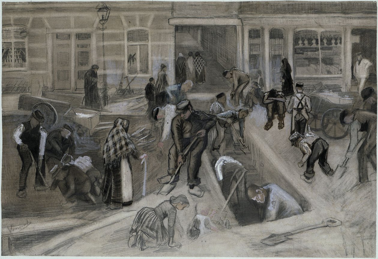 Vägarbetare vid utgrävning av ett trappschakt av Vincent van Gogh