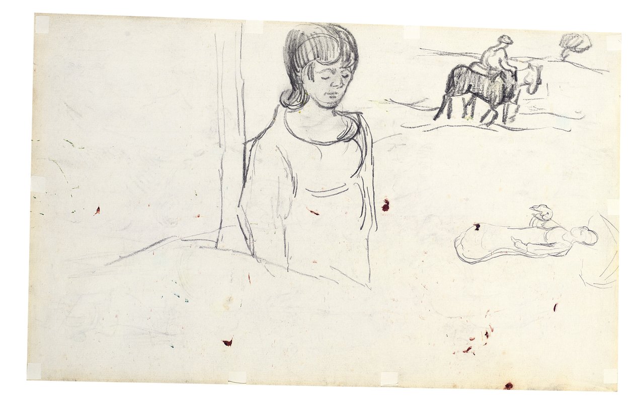 Studier av kvinna och bondelandskap av Vincent van Gogh