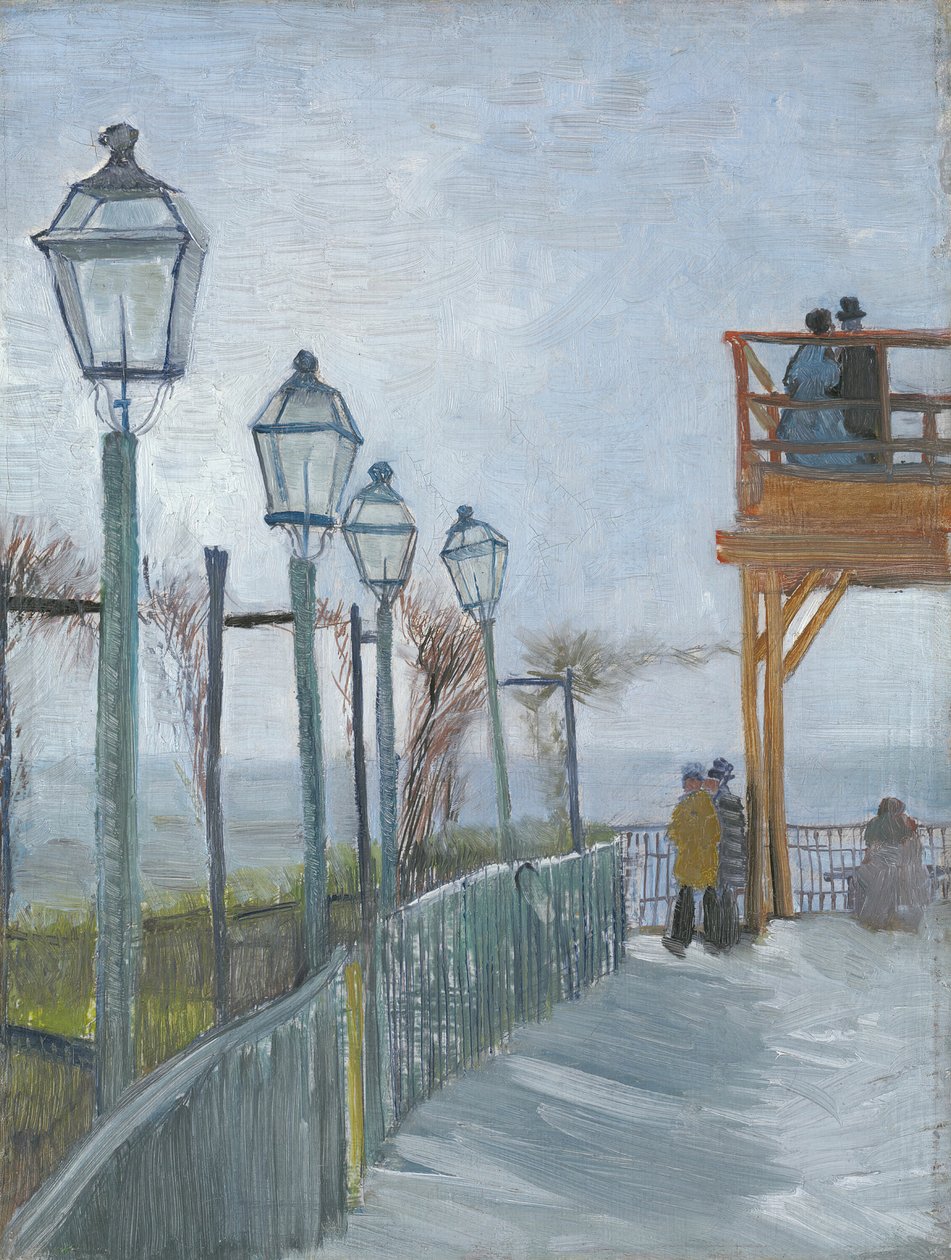 Terrass och observationsdäck vid Moulin de Blute-Fin, Montmartre, tidigt 1887. av Vincent van Gogh