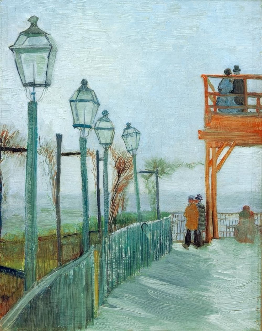 Terrass och utsiktsdäck på Moulin de Blutefin, Mont av Vincent van Gogh
