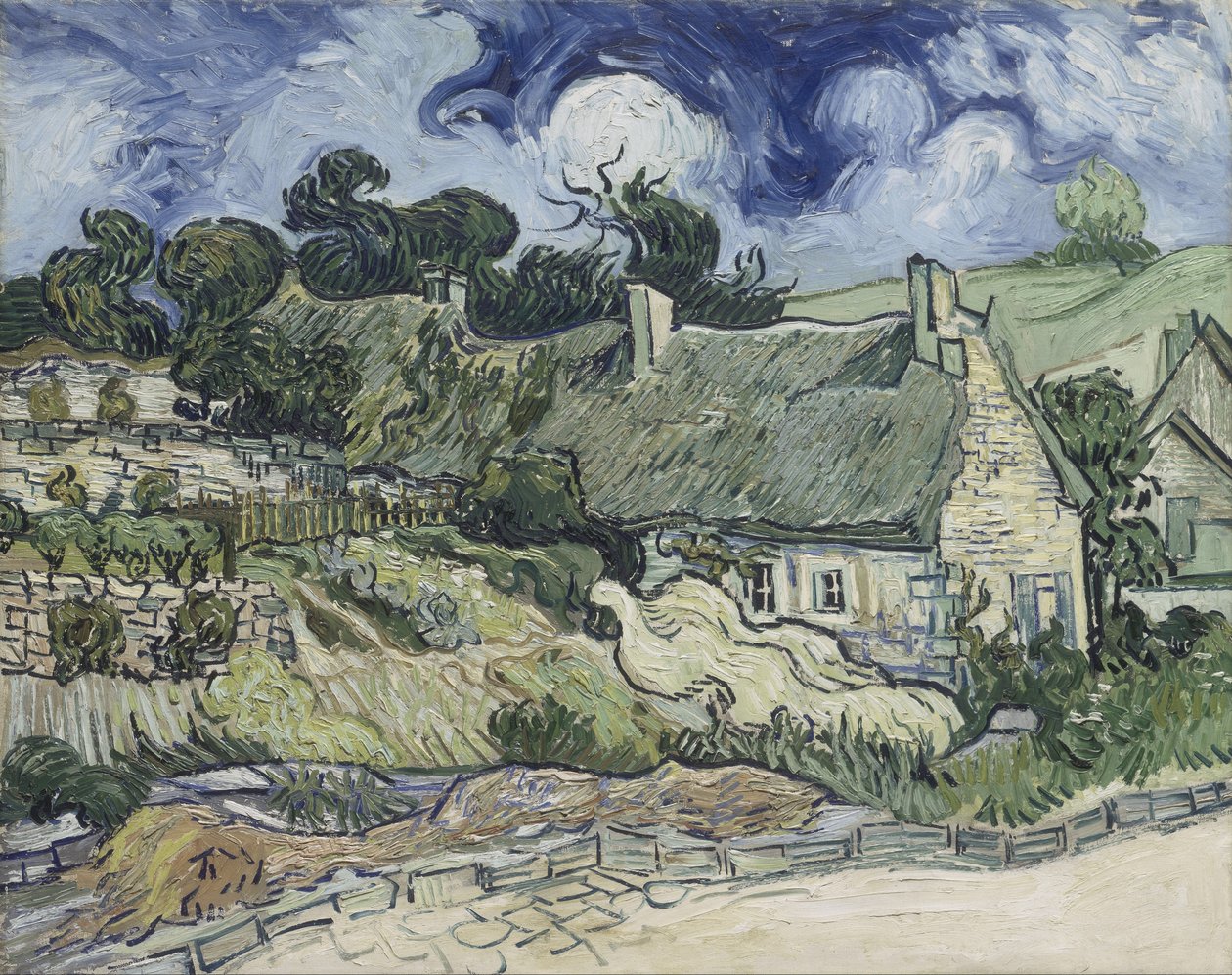 Halmtäckta stugor i Cordeville, 1890 av Vincent van Gogh