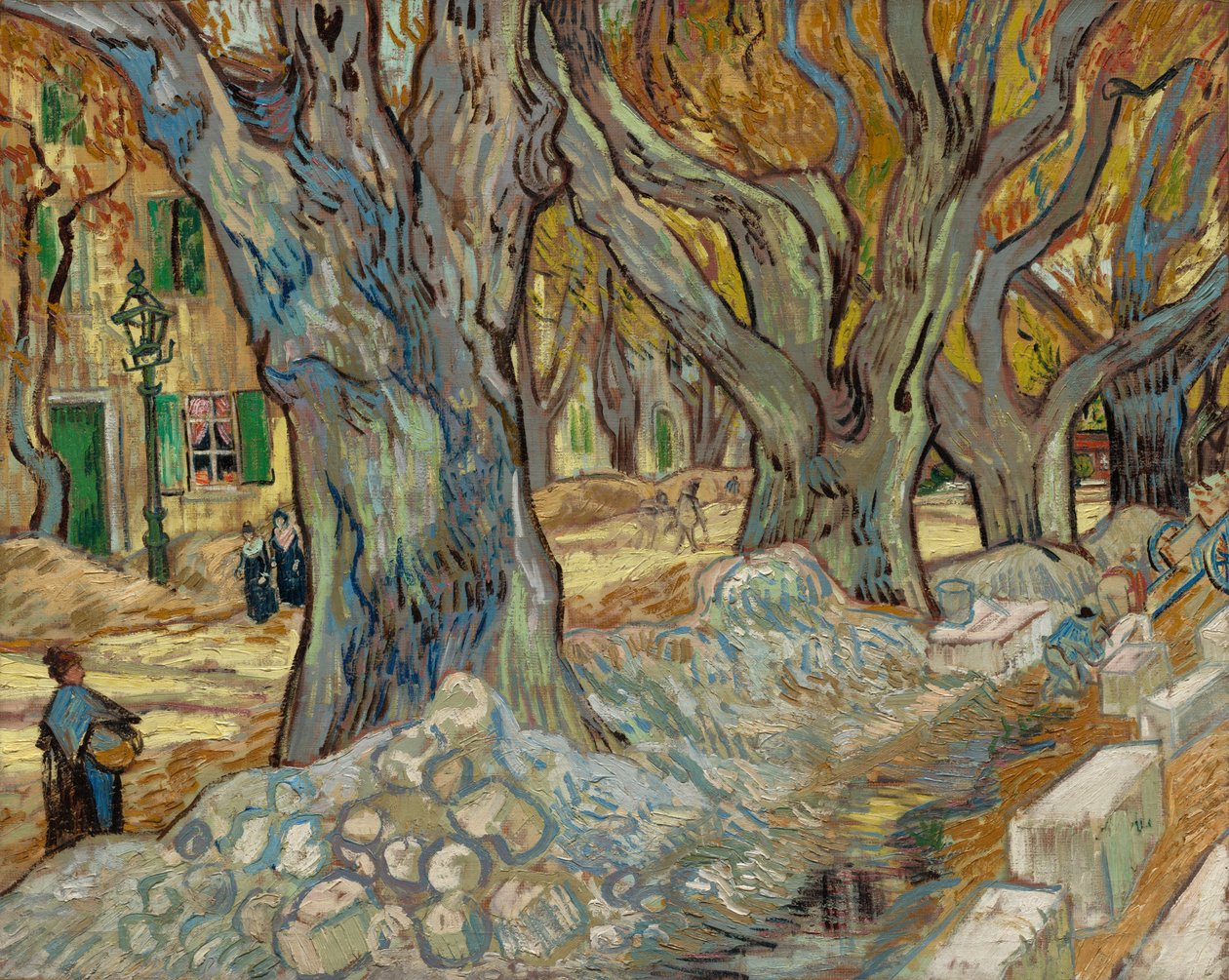 De stora platanerna (Road Menders at Saint-Rémy) av Vincent van Gogh