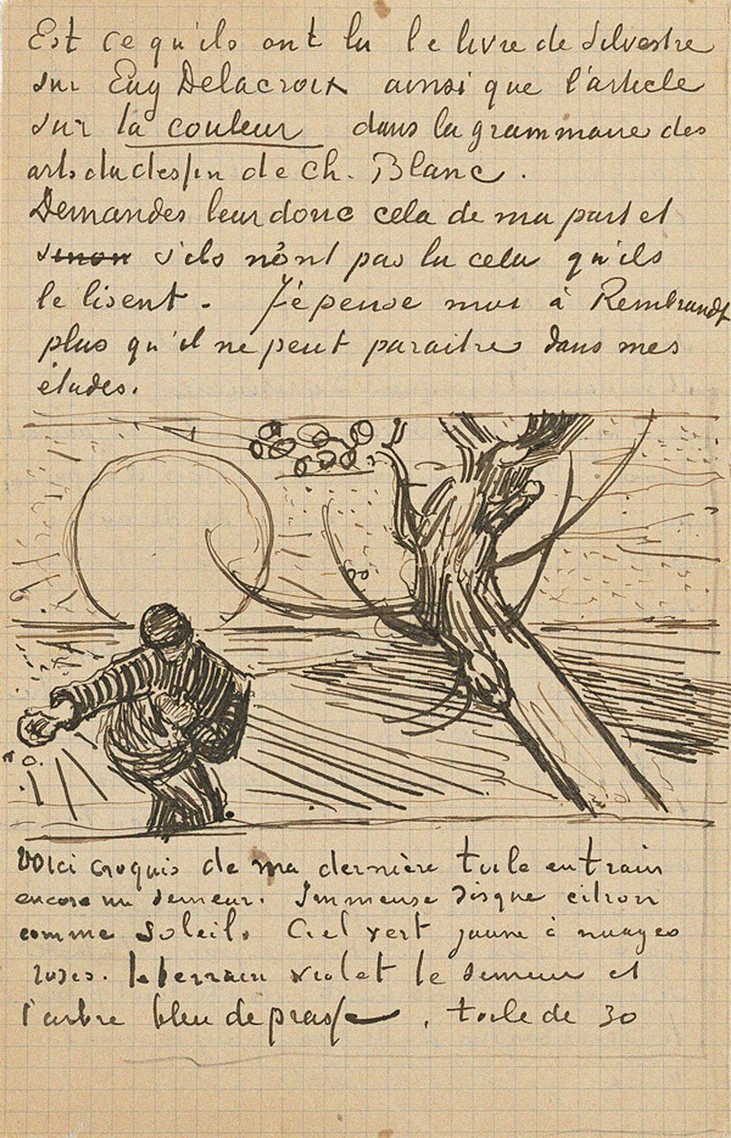Såningsmannen, brev till Theo från Arles, ca. 25 november 1888 av Vincent van Gogh