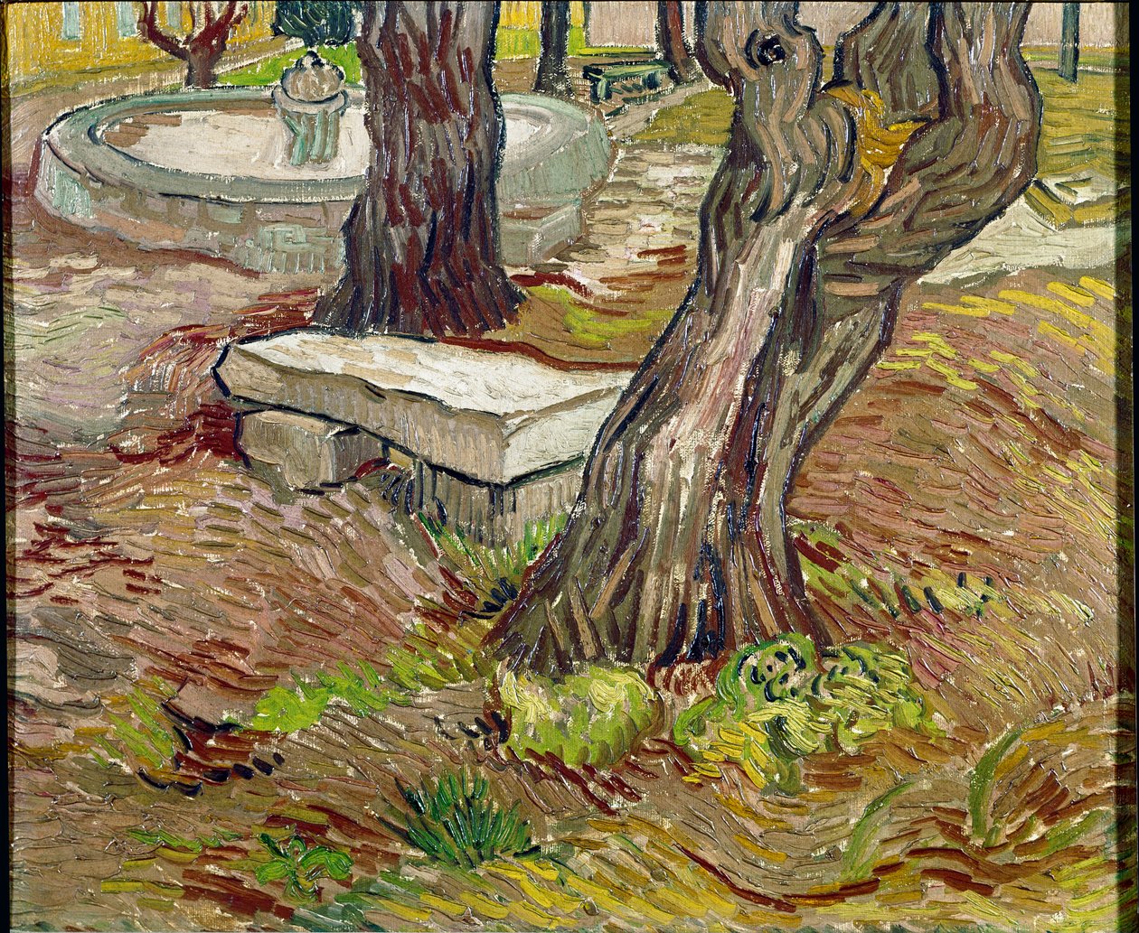 Parken i Saint Paul asyl (Saint Paul) i Saint-Remy (Saint Remy) eller Bench de Pierre. Målning av Vincent Van Gogh (1853-1890) av Vincent van Gogh