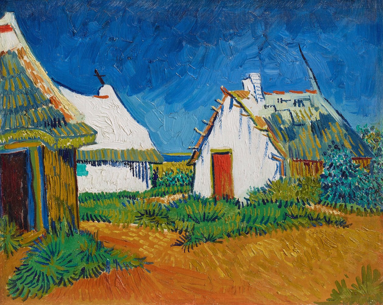 Tre vita stugor i Saintes-Maries av Vincent van Gogh