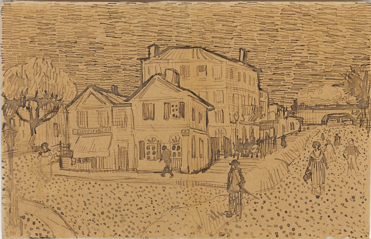 Vincents hus i Arles, från ett brev till sin bror Theo, avrättat i Arles, 1888 av Vincent van Gogh