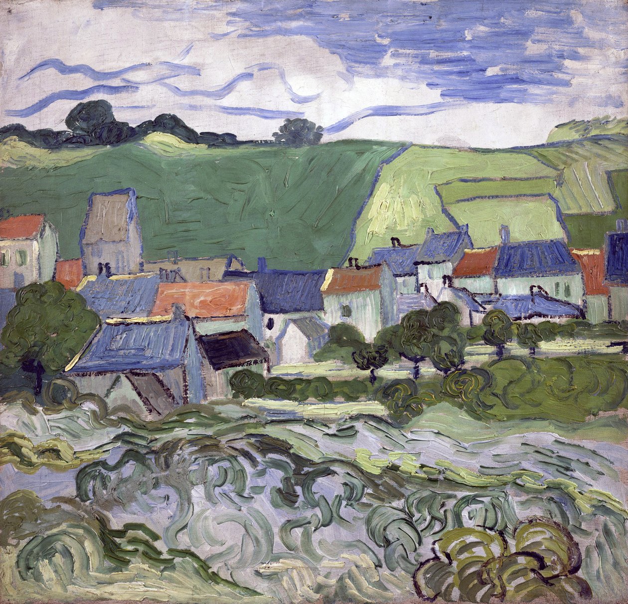 Utsikt över Auvers sur Oise (Auvers-sur-Oise) (Frankrike) - Målning av Vincent van Gogh (1853-1890), olja på duk av Vincent van Gogh