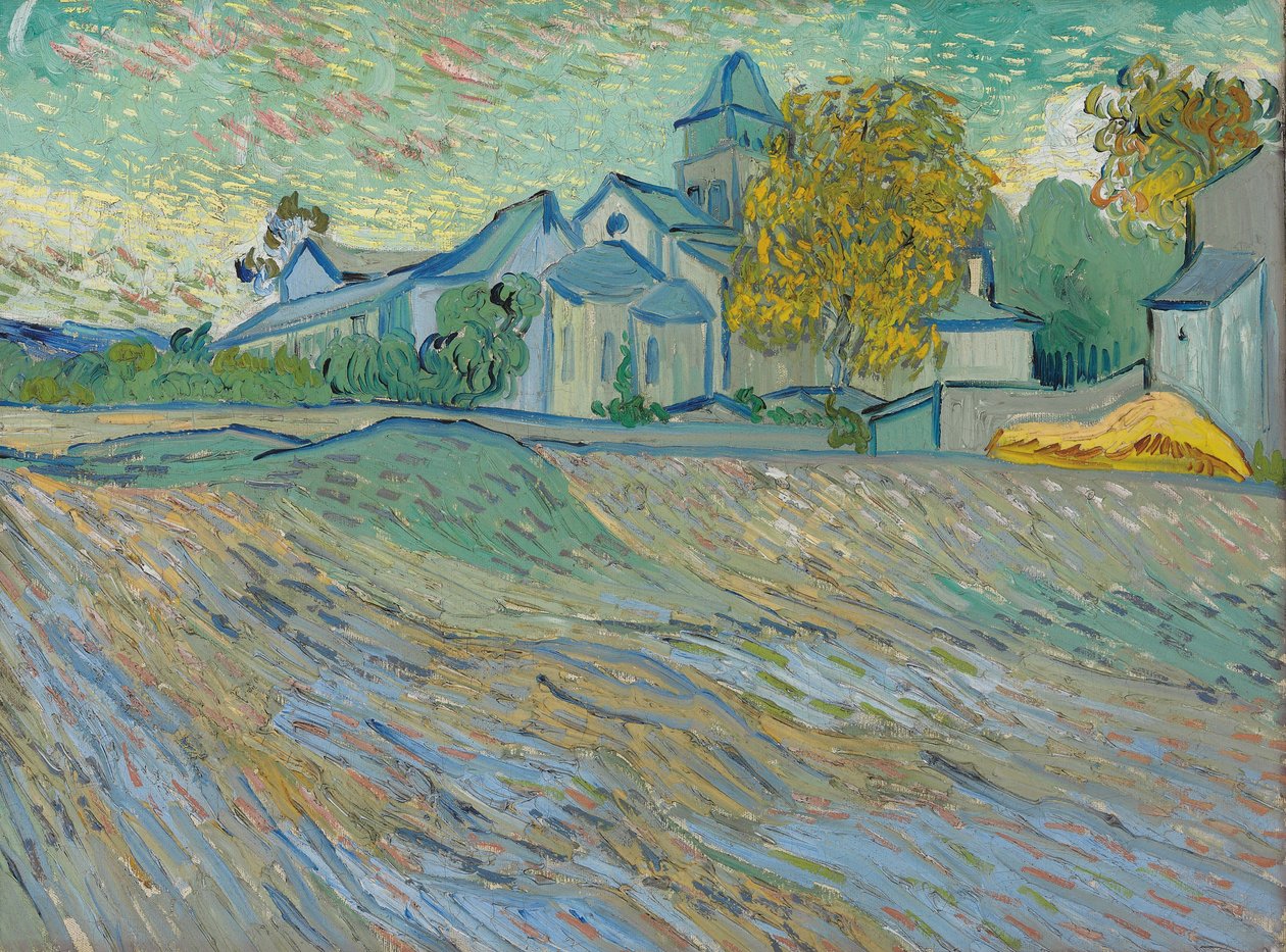 Utsikt över asylet och kapellet i Saint-Rémy, 1889 av Vincent van Gogh