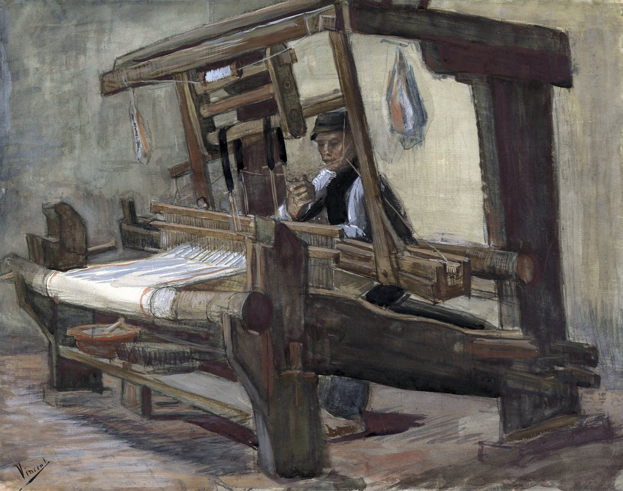 Weaver (tisserand) av Gogh, Vincent, van (1853-1890). Penna, pensel, akvarell, indisk bläck på papper, storlek: 35,7x45,1 av Vincent van Gogh