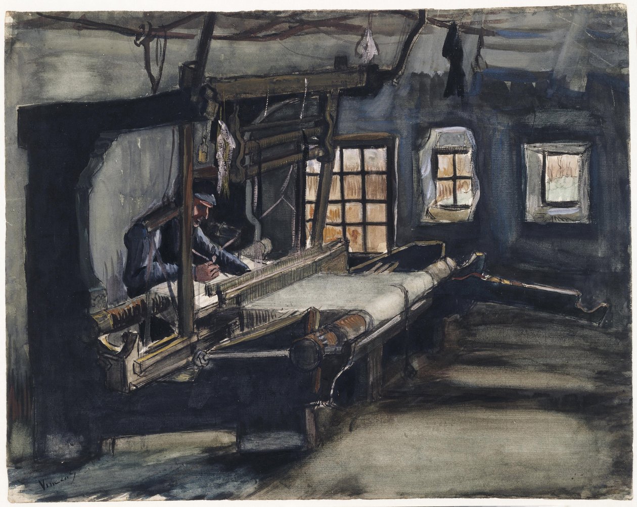 Weaver (tisserand) av Gogh, Vincent, van (1853-1890). Penna, pensel, akvarell, indisk bläck på papper, storlek: 35,5x44,6 av Vincent van Gogh