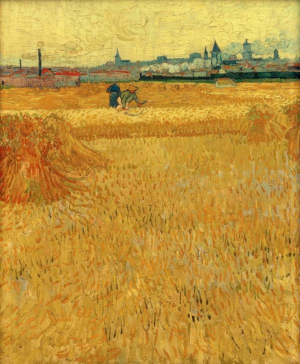 Vetefält med utsikt över Arles av Vincent van Gogh
