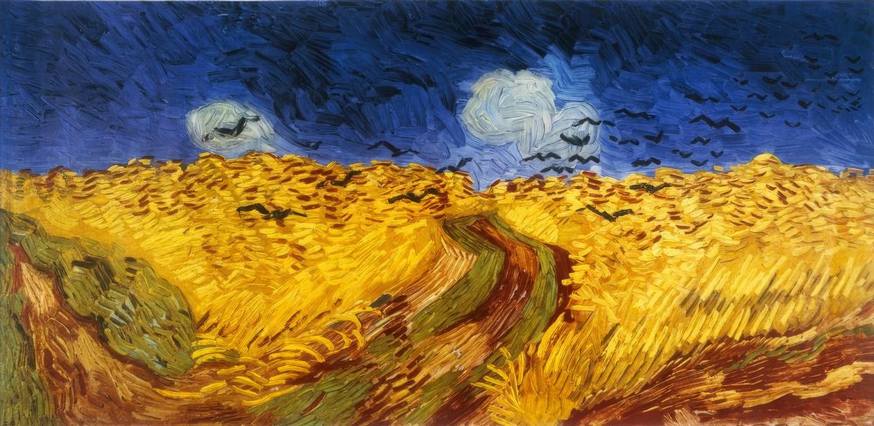 Vetefält med korpar av Vincent van Gogh