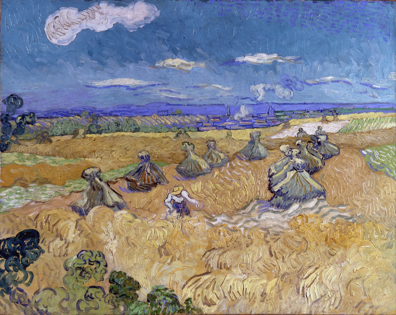 Vetehögar med skördemaskin av Vincent van Gogh