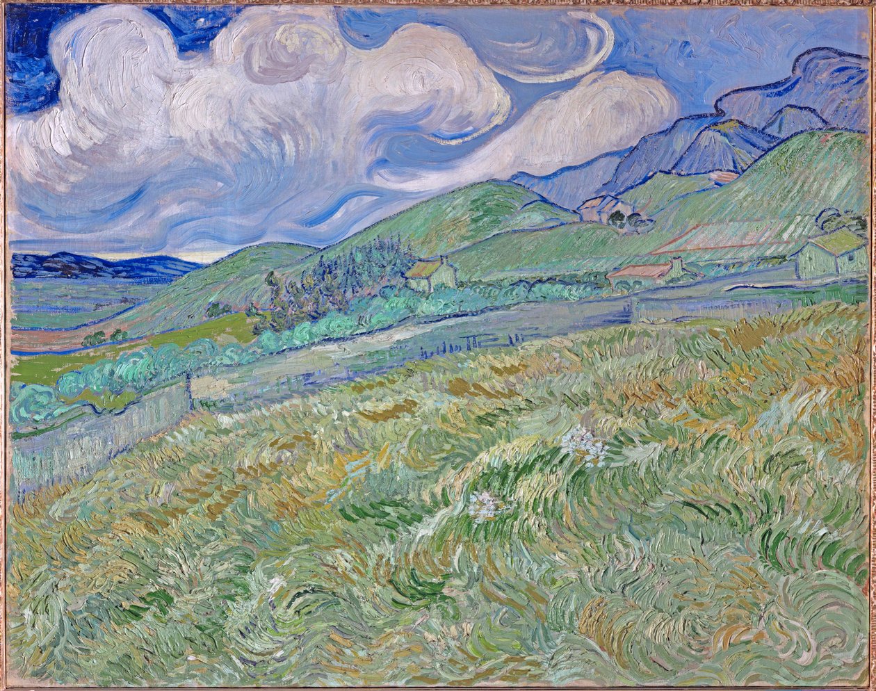 Vetefält och berg av Vincent van Gogh