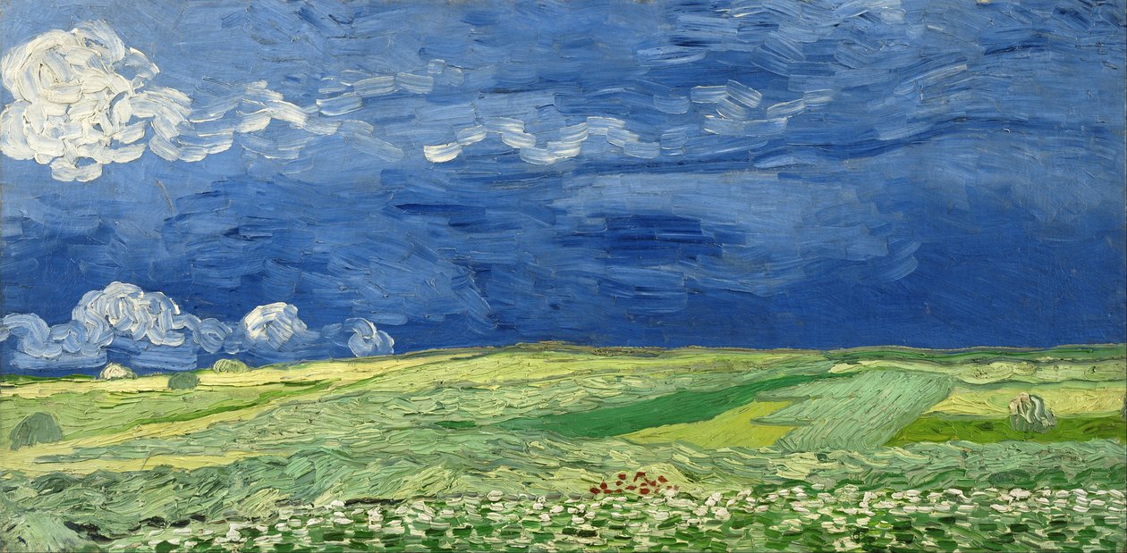 Vetefält under åskmoln av Vincent van Gogh