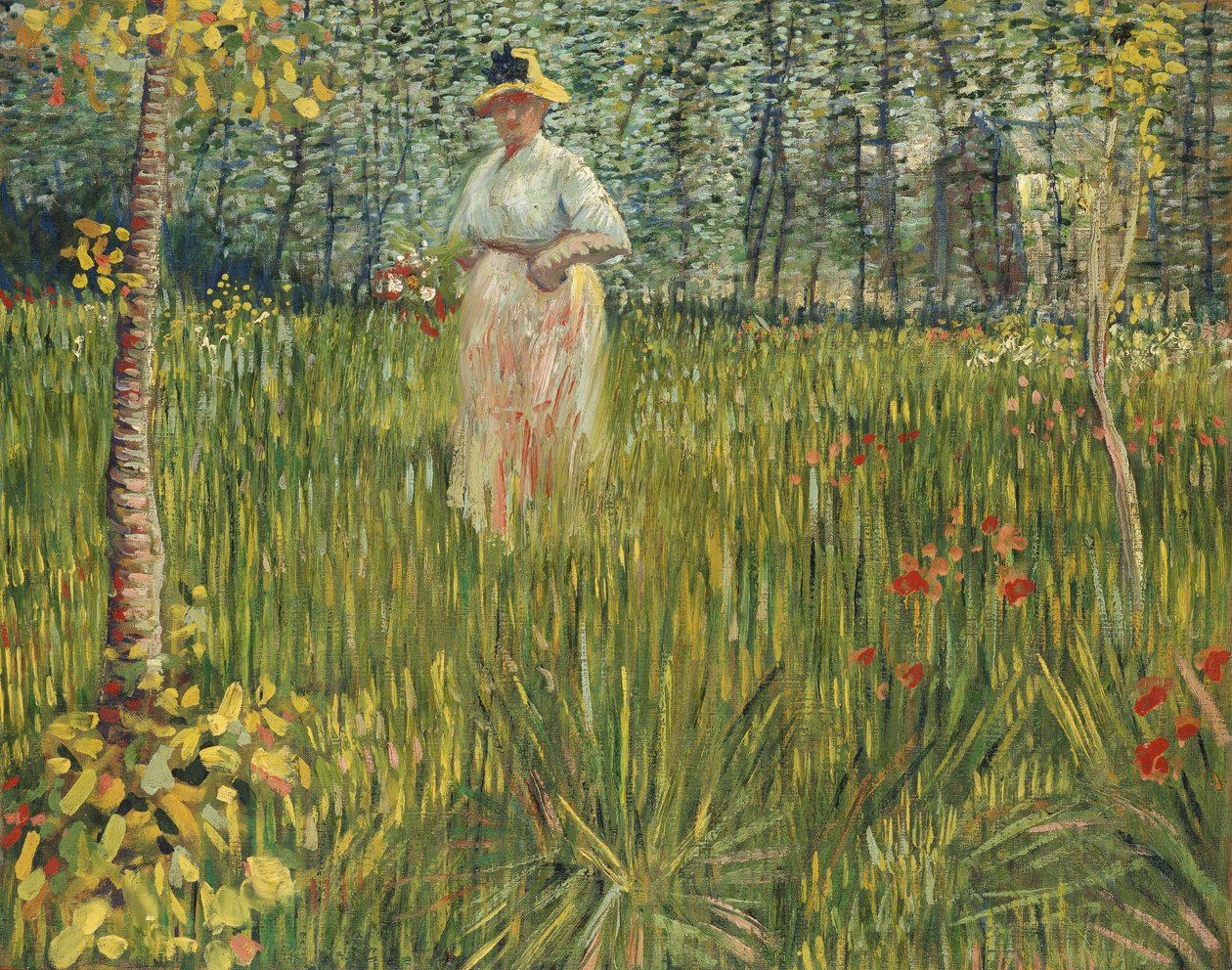 Kvinna i en trädgård, 1887 av Vincent van Gogh