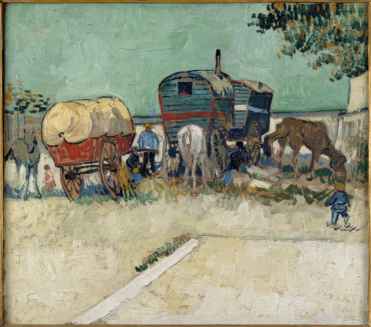 Zigenarläger med häst och vagn av Vincent van Gogh
