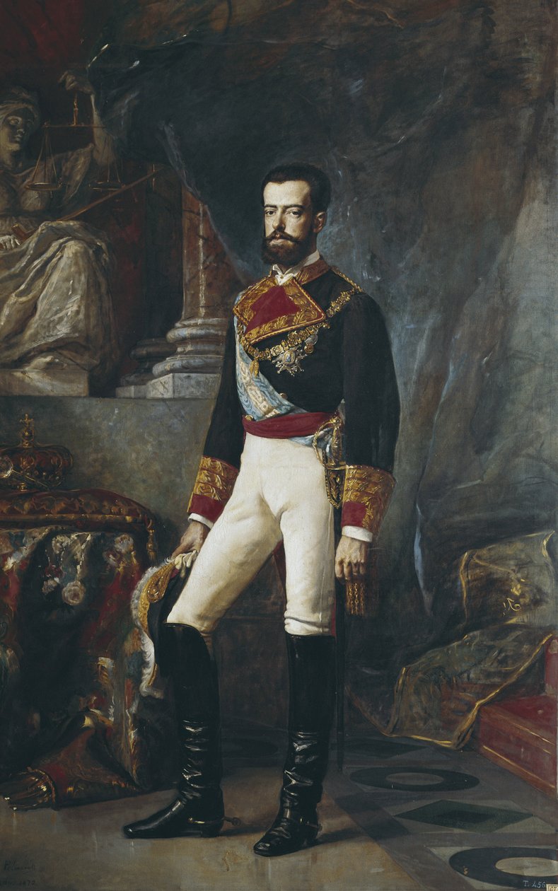 Porträtt av Amedeo I, kung av Spanien av Vincente Gonzalez Palmaroli