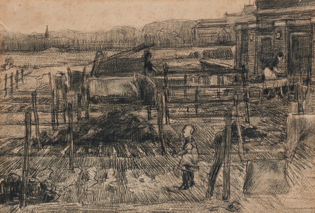 Back yards with two figures (1882) av Vincent van Gogh