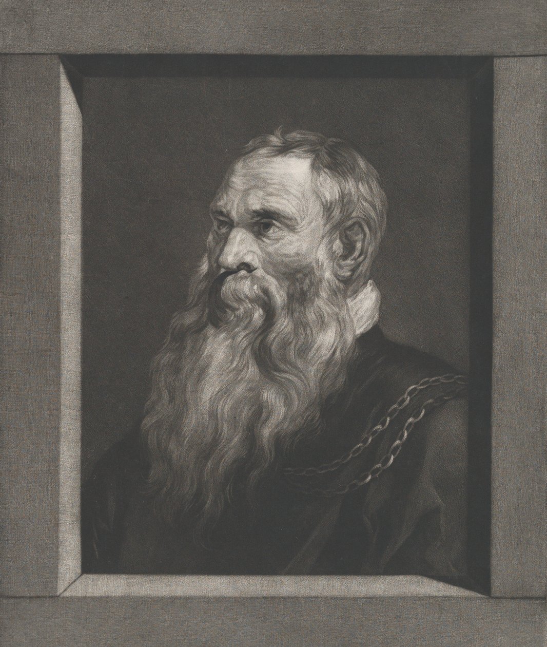 Porträtt av en gammal man med skägg, ca. 1787-1851. av Vincenz Georg Kininger