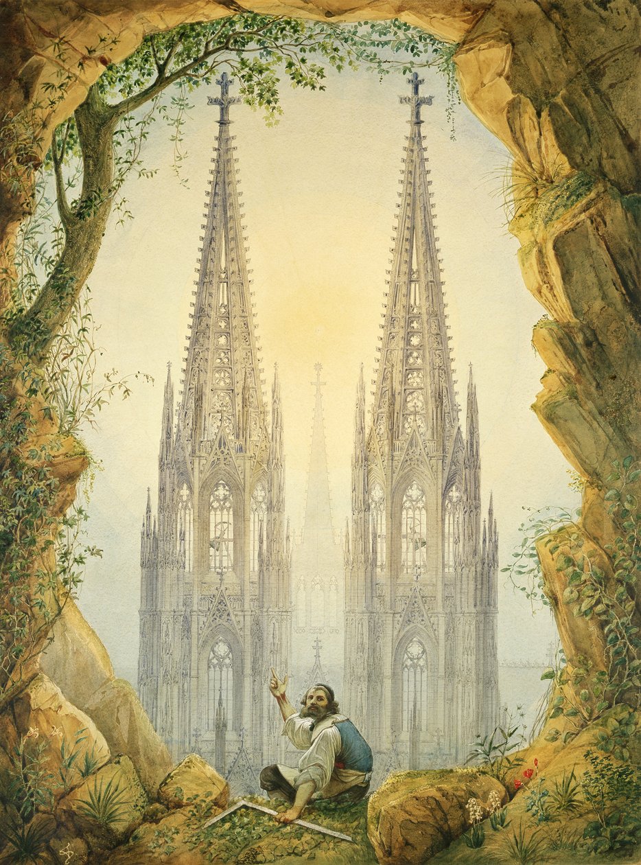Vision av de fullbordade spirorna i Kölnerdomen, 1861 av Vincenz Statz