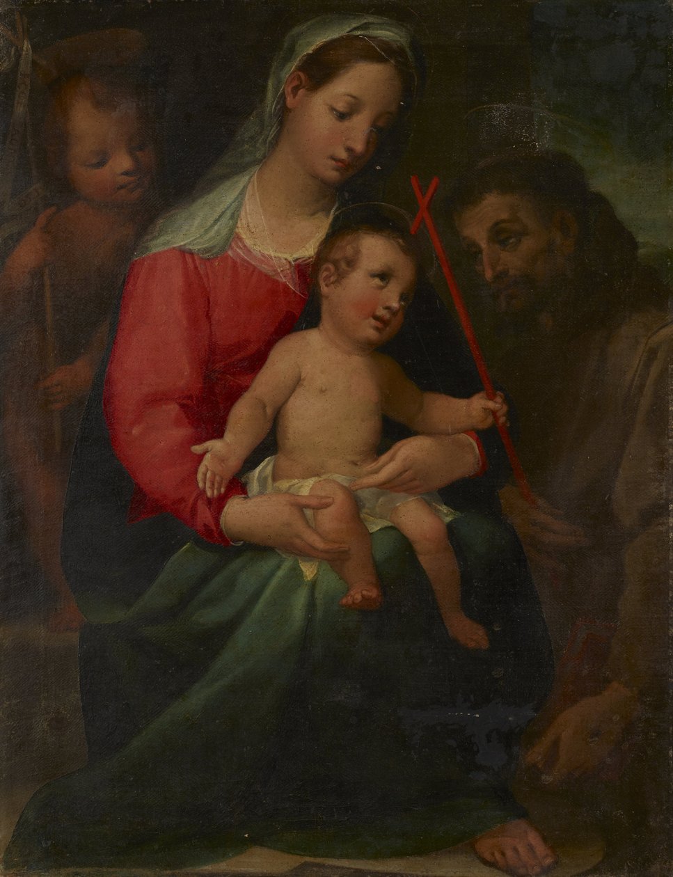 Madonna and Child with the Infant Saint John the Baptist and Saint Francis av Vincenzo Rustici
